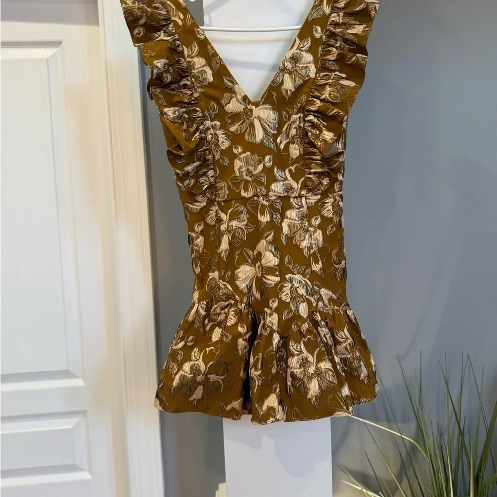 Love Shack Fancy Alanis Brocade’s Ruffle Sleeve Dress - Picture 6 of 14